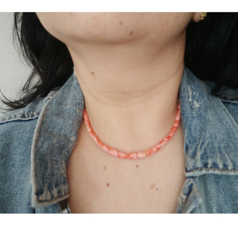 🇨🇦 Vintage 80s genuine coral chocker necklace - Picture 2 of 9